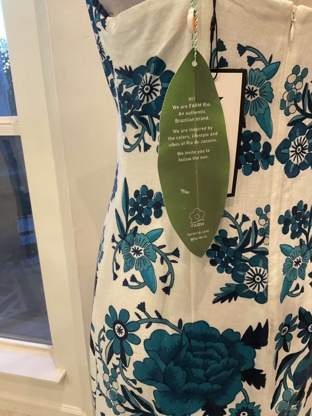 FARM Rio White Dress with Teal & Navy Floral Print - Picture 9 of 15